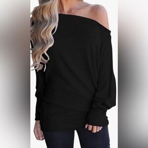 Black Off Shoulder Long Sleeve Top